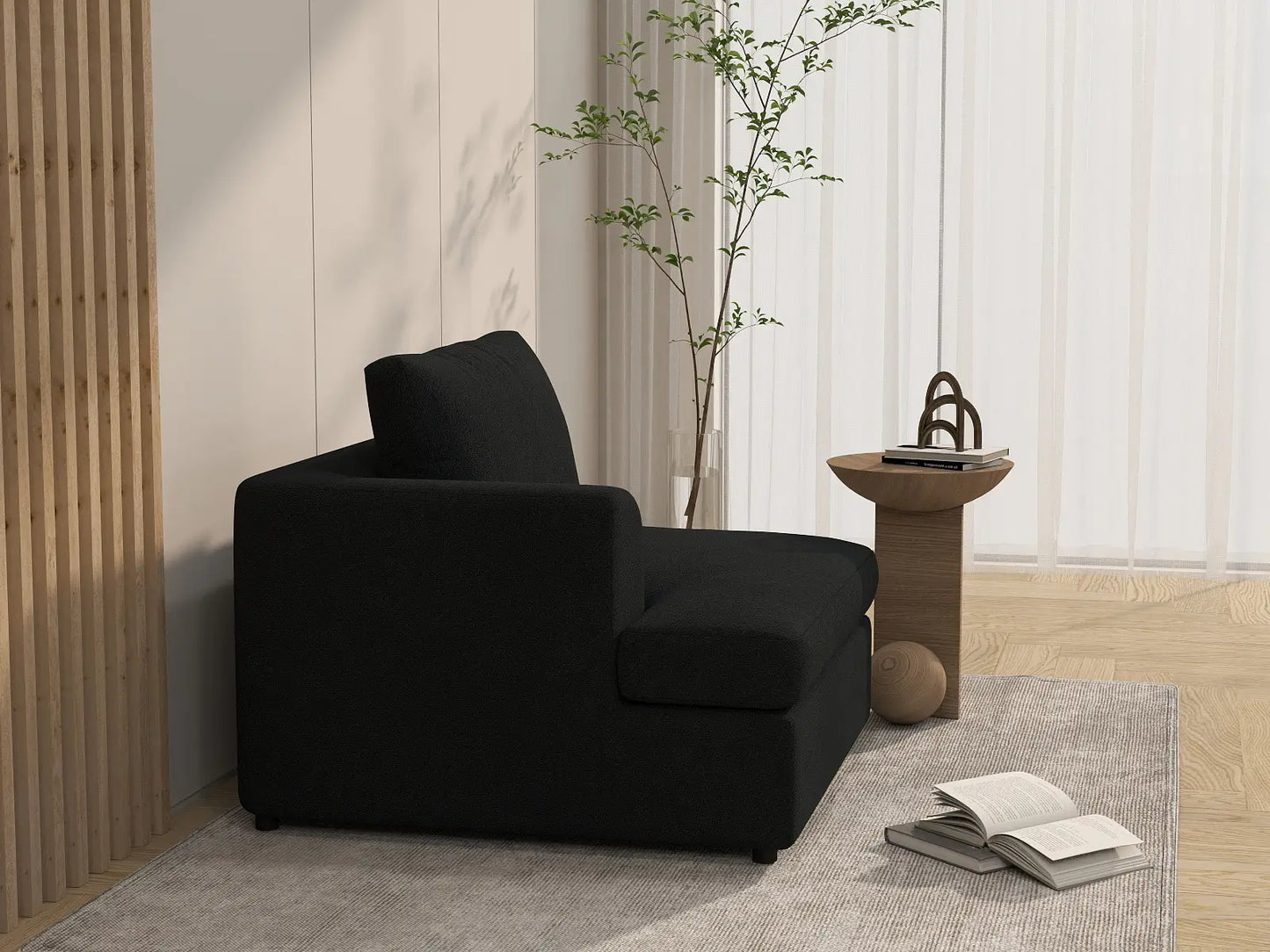 Sofá individual de 1 plaza Deluxe Cloud | 1 pieza, tela bouclé tipo sherpa, decorativo para sala de estar, fundas de cojín lavables