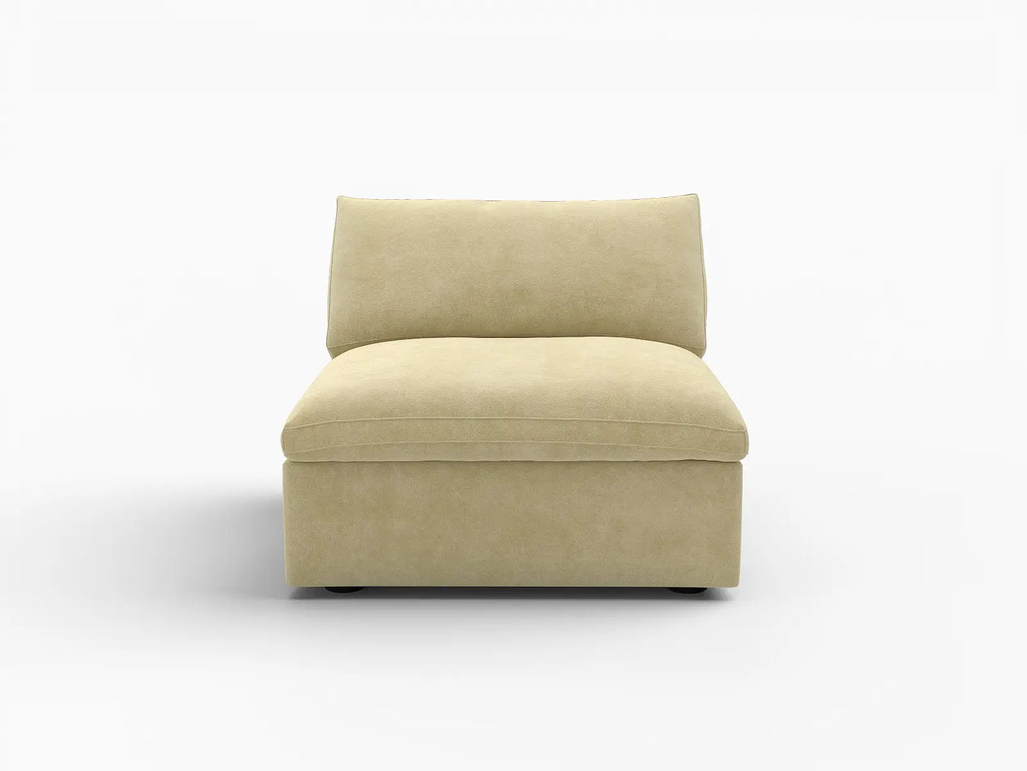 Deluxe Cloud 1-Seater Single Sofa in Beige Velvet | 1-Piece, Living Room Accent, Easy To Clean, Modern Style