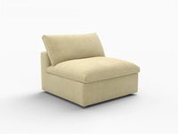 Deluxe Cloud 1-Seater Single Sofa in Beige Velvet | 1-Piece, Living Room Accent, Easy To Clean, Modern Style