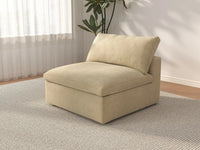 Deluxe Cloud 1-Seater Single Sofa in Beige Velvet | 1-Piece, Living Room Accent, Easy To Clean, Modern Style