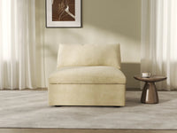 Deluxe Cloud 1-Seater Single Sofa in Beige Velvet | 1-Piece, Living Room Accent, Easy To Clean, Modern Style