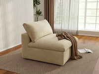 Deluxe Cloud 1-Seater Single Sofa in Beige Velvet | 1-Piece, Living Room Accent, Easy To Clean, Modern Style