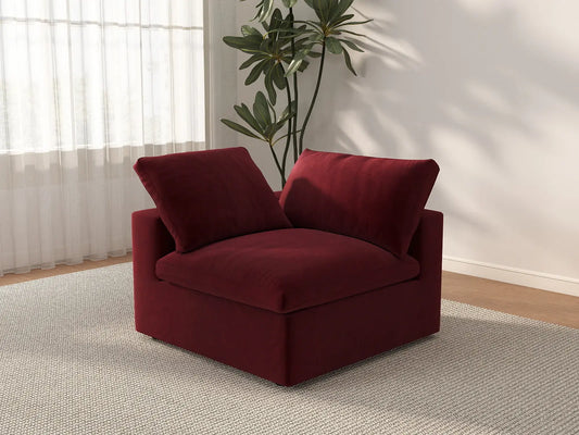 Deluxe Cloud 1-Seater Single Sofa in Claret Velvet | 1-Piece, Living Room Accent, Easy To Clean, Stylish Design