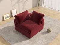 Deluxe Cloud 1-Seater Single Sofa in Claret Velvet | 1-Piece, Living Room Accent, Easy To Clean, Stylish Design