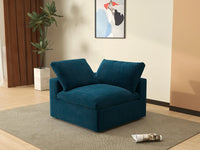 Deluxe Cloud 1-Seater Single Sofa in Dark Blue Velvet | 1-Piece, Living Room Accent, Easy To Clean, Contemporary Style