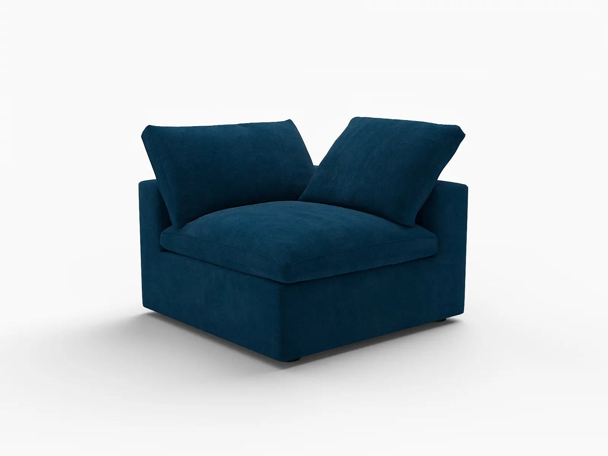 Deluxe Cloud 1-Seater Single Sofa in Dark Blue Velvet | 1-Piece, Living Room Accent, Easy To Clean, Contemporary Style