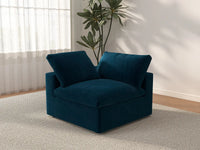 Deluxe Cloud 1-Seater Single Sofa in Dark Blue Velvet | 1-Piece, Living Room Accent, Easy To Clean, Contemporary Style