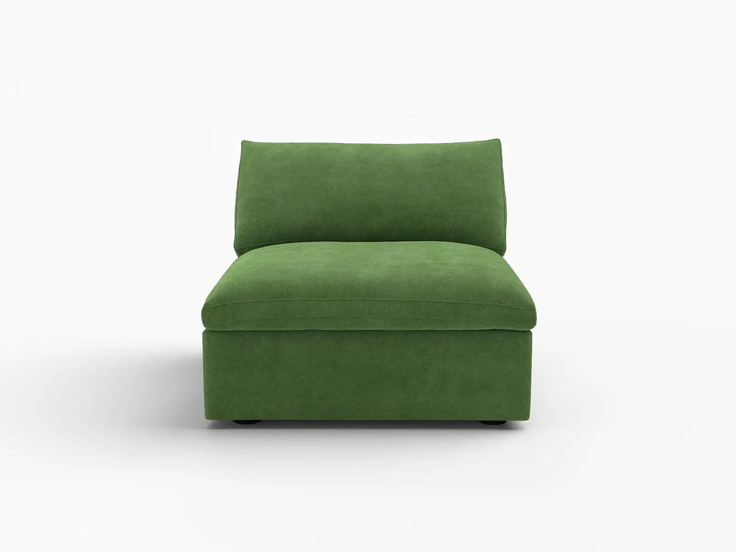 Deluxe Cloud 1-Seater Single Sofa in Earth Green Velvet | 1-Piece, Living Room Accent, Easy To Clean, Small Space