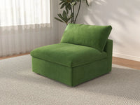 Deluxe Cloud 1-Seater Single Sofa in Earth Green Velvet | 1-Piece, Living Room Accent, Easy To Clean, Small Space