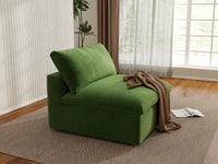 Deluxe Cloud 1-Seater Single Sofa in Earth Green Velvet | 1-Piece, Living Room Accent, Easy To Clean, Small Space