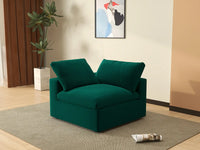 Deluxe Cloud 1-Seater Single Sofa in Gem Green Velvet | 1-Piece, Living Room Accent, Easy To Clean, Modular Design