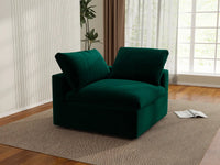 Deluxe Cloud 1-Seater Single Sofa in Gem Green Velvet | 1-Piece, Living Room Accent, Easy To Clean, Modular Design