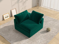 Deluxe Cloud 1-Seater Single Sofa in Gem Green Velvet | 1-Piece, Living Room Accent, Easy To Clean, Modular Design