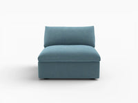 Deluxe Cloud 1-Seater Single Sofa in Light Blue Velvet | 1-Piece, Living Room Accent, Easy To Clean, Contemporary Style