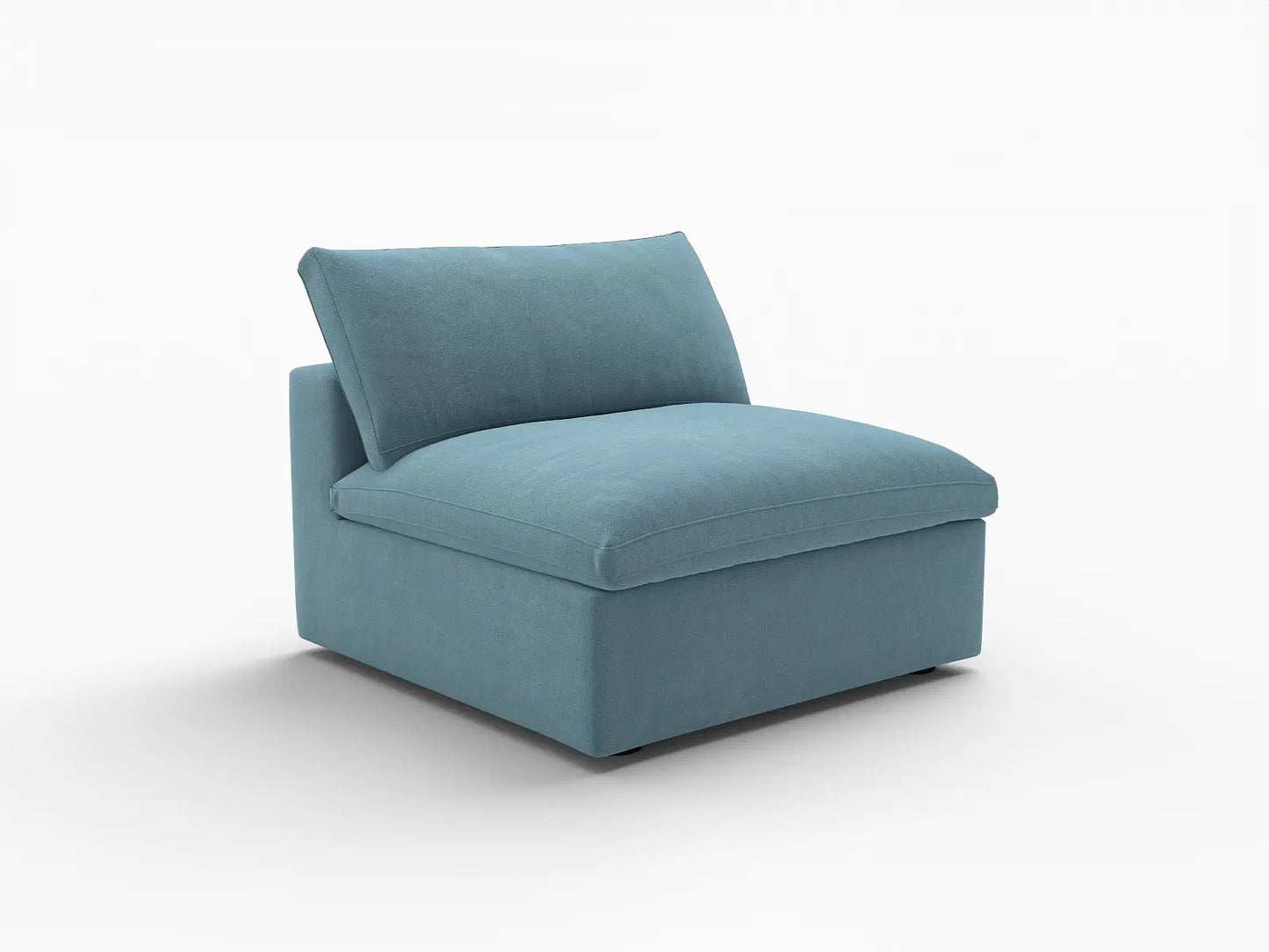 Deluxe Cloud 1-Seater Single Sofa in Light Blue Velvet | 1-Piece, Living Room Accent, Easy To Clean, Contemporary Style