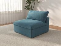 Deluxe Cloud 1-Seater Single Sofa in Light Blue Velvet | 1-Piece, Living Room Accent, Easy To Clean, Contemporary Style
