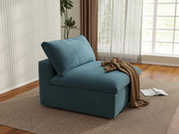 Deluxe Cloud 1-Seater Single Sofa in Light Blue Velvet | 1-Piece, Living Room Accent, Easy To Clean, Contemporary Style