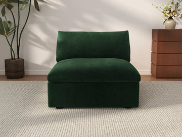 Deluxe Cloud 1-Seater Single Sofa in Olive Green Velvet | 1-Piece, Living Room Accent, Easy To Clean, Modular Design