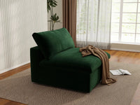 Deluxe Cloud 1-Seater Single Sofa in Olive Green Velvet | 1-Piece, Living Room Accent, Easy To Clean, Modular Design