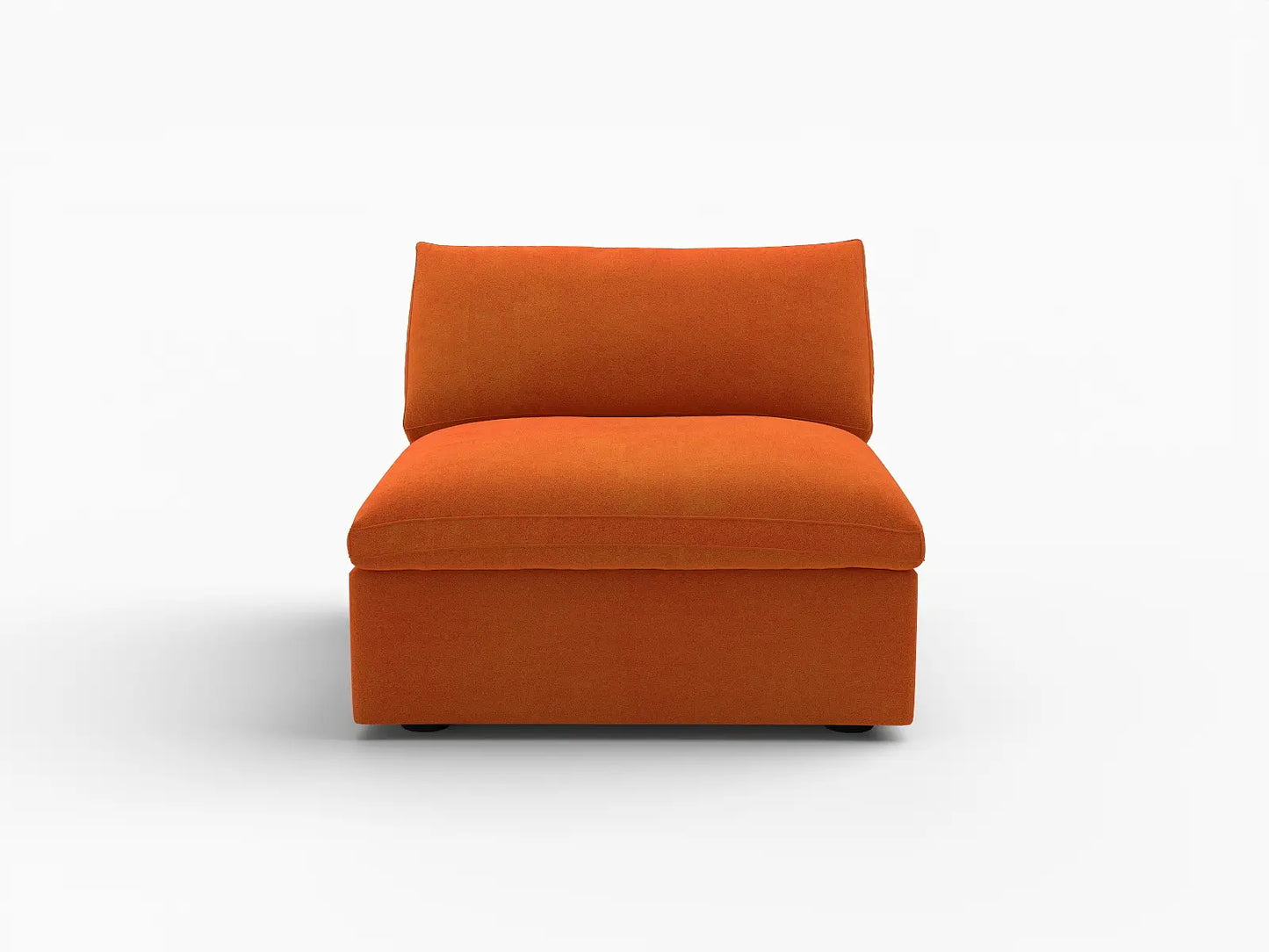 Deluxe Cloud 1-Seater Single Sofa in Orange Velvet | 1-Piece, Living Room Accent, Easy To Clean, Stylish Design