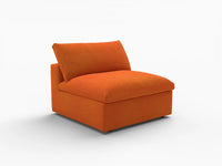 Deluxe Cloud 1-Seater Single Sofa in Orange Velvet | 1-Piece, Living Room Accent, Easy To Clean, Stylish Design