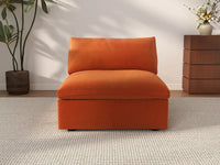 Deluxe Cloud 1-Seater Single Sofa in Orange Velvet | 1-Piece, Living Room Accent, Easy To Clean, Stylish Design