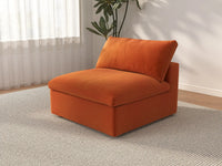 Deluxe Cloud 1-Seater Single Sofa in Orange Velvet | 1-Piece, Living Room Accent, Easy To Clean, Stylish Design