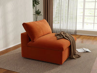 Deluxe Cloud 1-Seater Single Sofa in Orange Velvet | 1-Piece, Living Room Accent, Easy To Clean, Stylish Design