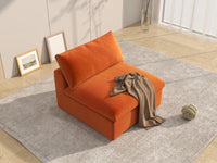 Deluxe Cloud 1-Seater Single Sofa in Orange Velvet | 1-Piece, Living Room Accent, Easy To Clean, Stylish Design