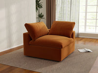 Deluxe Cloud 1-Seater Single Sofa in Terracotta Velvet | 1-Piece, Living Room Accent, Easy To Clean, Modern Style