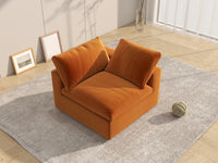 Deluxe Cloud 1-Seater Single Sofa in Terracotta Velvet | 1-Piece, Living Room Accent, Easy To Clean, Modern Style