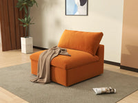 Deluxe Cloud 1-Seater Terracotta Single Sofa | 1-Piece, Velvet Fabric, Living Room Accent, Washable Cushion Covers