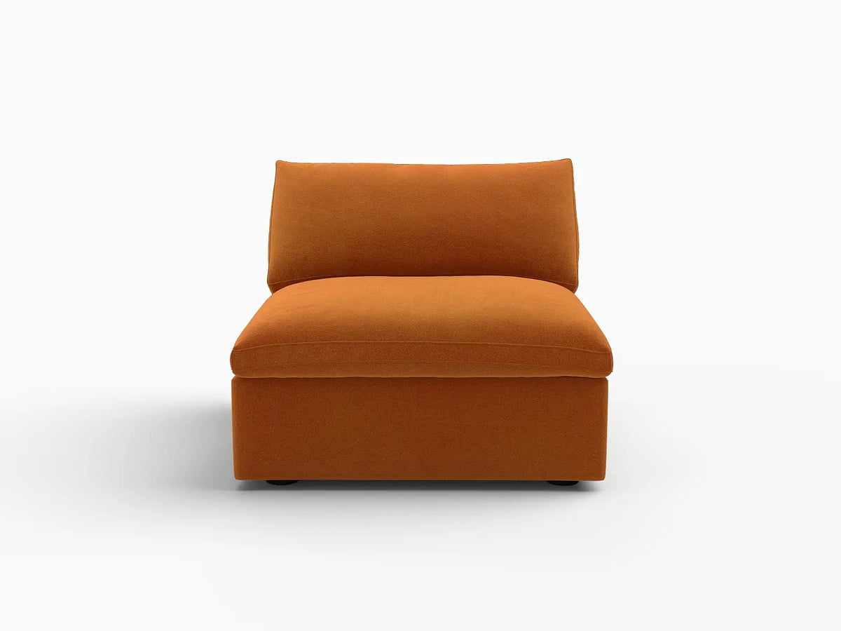 Deluxe Cloud 1-Seater Terracotta Single Sofa | 1-Piece, Velvet Fabric, Living Room Accent, Washable Cushion Covers
