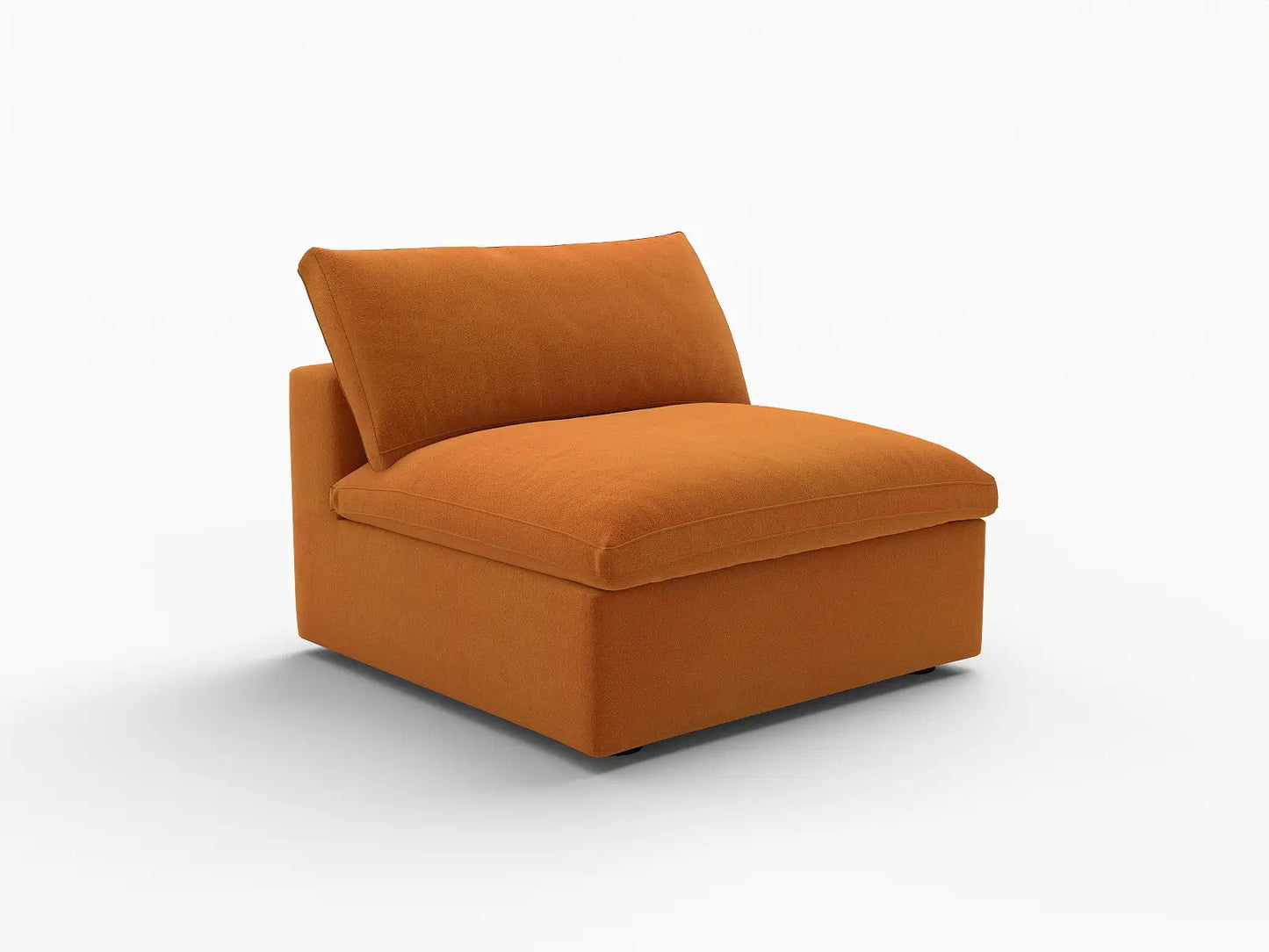 Deluxe Cloud 1-Seater Terracotta Single Sofa | 1-Piece, Velvet Fabric, Living Room Accent, Washable Cushion Covers