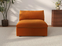 Deluxe Cloud 1-Seater Terracotta Single Sofa | 1-Piece, Velvet Fabric, Living Room Accent, Washable Cushion Covers