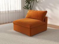 Deluxe Cloud 1-Seater Terracotta Single Sofa | 1-Piece, Velvet Fabric, Living Room Accent, Washable Cushion Covers