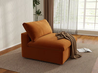Deluxe Cloud 1-Seater Terracotta Single Sofa | 1-Piece, Velvet Fabric, Living Room Accent, Washable Cushion Covers