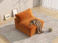 Deluxe Cloud 1-Seater Terracotta Single Sofa | 1-Piece, Velvet Fabric, Living Room Accent, Washable Cushion Covers