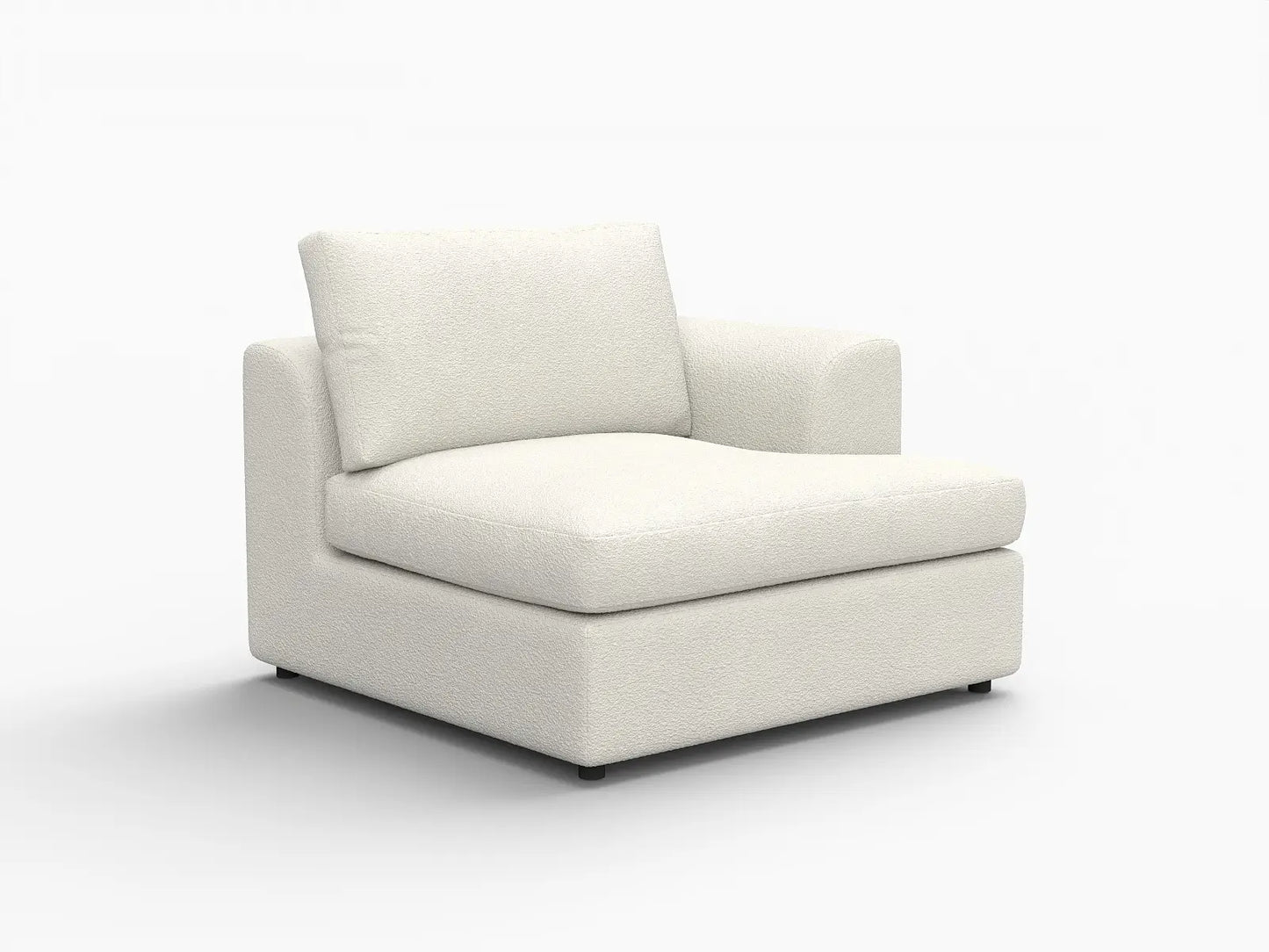 Deluxe Cloud 1-Seater White Small Space Single Sofa | 1-Piece, Bouclé Sherpa-Like Fabric, Living Room Accent, Easy To Clean