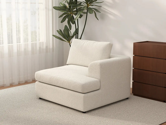 Sofá individual Deluxe Cloud de 1 plaza blanco para espacios pequeños | 1 pieza, tejido bouclé tipo sherpa, acento para sala de estar, fácil de limpiar