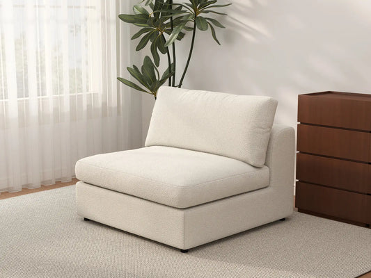 Sofá individual Deluxe Cloud de 1 plaza blanco para espacios pequeños | 1 pieza, tela de buclé tipo sherpa, decorativo para sala de estar, fácil de limpiar
