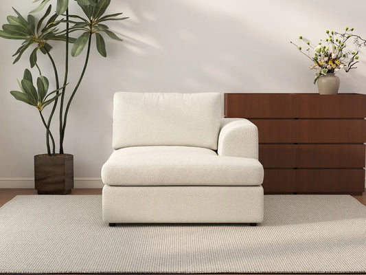 Sofá individual Deluxe Cloud de 1 plaza blanco para espacios pequeños | 1 pieza, tejido bouclé tipo sherpa, acento para sala de estar, fácil de limpiar