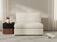 Deluxe Cloud 1-Seater White Small Space Single Sofa | 1-Piece, Bouclé Sherpa-Like Fabric, Living Room Accent, Easy To Clean