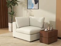 Deluxe Cloud 1-Seater White Small Space Single Sofa | 1-Piece, Bouclé Sherpa-Like Fabric, Living Room Accent, Easy To Clean