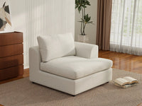 Deluxe Cloud 1-Seater White Small Space Single Sofa | 1-Piece, Bouclé Sherpa-Like Fabric, Living Room Accent, Easy To Clean