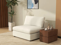 Deluxe Cloud 1-Seater White Small Space Single Sofa | 1-Piece, Bouclé Sherpa-Like Fabric, Living Room Accent, Easy To Clean