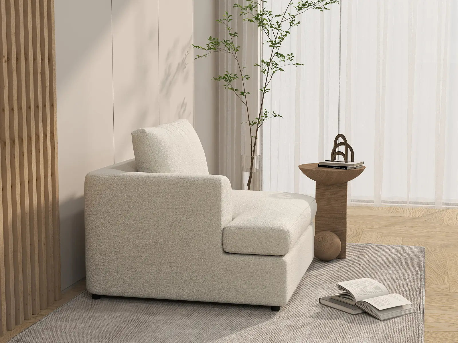 Sofá Individual Deluxe Cloud de 1 Plaza Blanco para Espacios Pequeños | 1 Pieza, Tela Tipo Borrego Rizos, Acento para Sala, Fácil de Limpiar