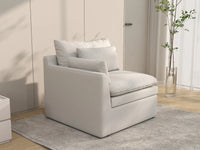 Sofá individual blanco de una plaza Deluxe Cloud para espacios pequeños | 1 pieza, tela de poliéster con aspecto de lino, decorativo para sala de estar, fácil de limpiar