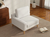 Deluxe Cloud 1-Seater White Small Space Single Sofa | 1-Piece, Linen Look Poly Fabric, Living Room Accent, Easy To Clean