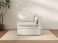 Deluxe Cloud 1-Seater White Small Space Single Sofa | 1-Piece, Linen Look Poly Fabric, Living Room Accent, Easy To Clean